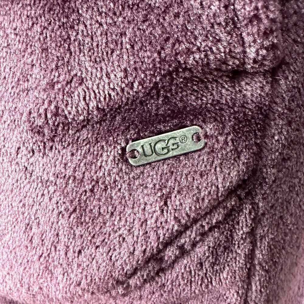 UGG Miranda Plush Belted Short Hooded Robe Port Purple XS
